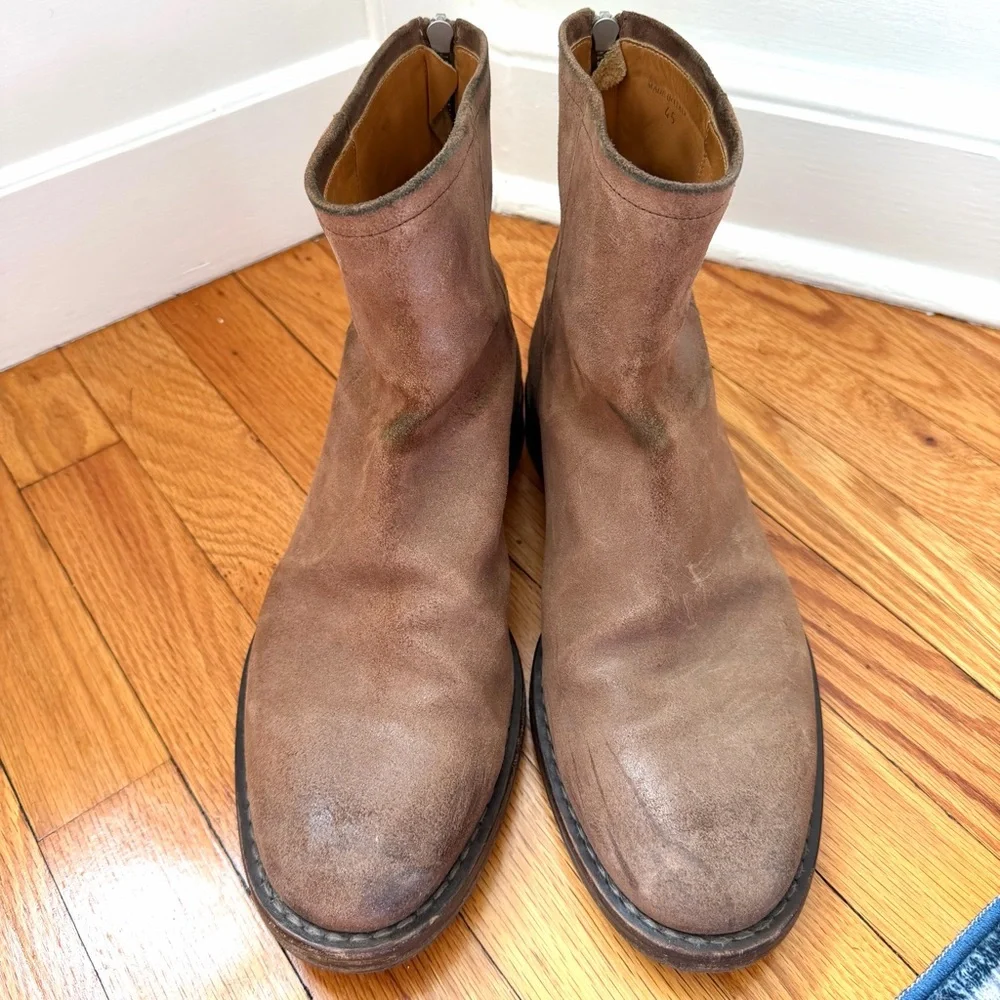Maison Margiela Brown Suede Men’s Ankle Boots Vibram Sole Back Zip Size 45
